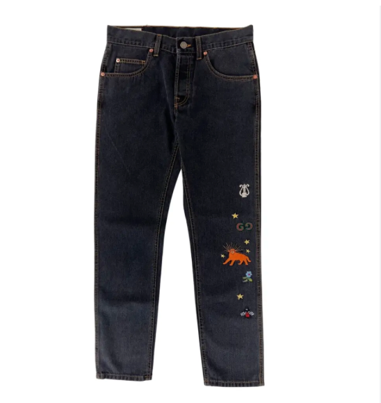 Gucci Embroidered Tapered Jeans Black