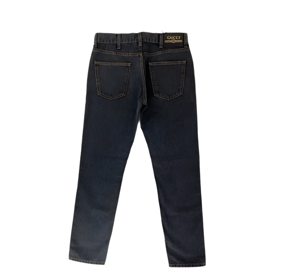 Gucci Embroidered Tapered Jeans Black