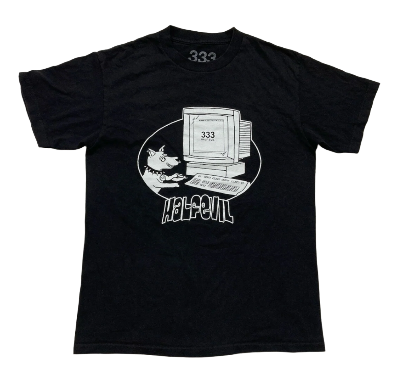 Half Evil 333 I Went To Computer Dog Graphic Tee Men Black