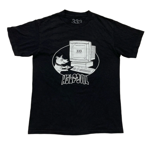 Half Evil 333 I Went To Computer Dog Graphic Tee Men Black